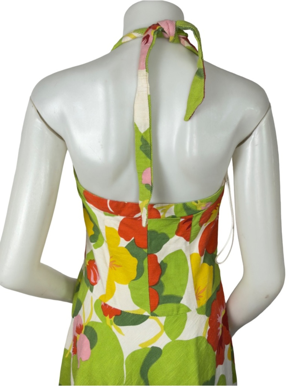 Miss Sixty Hibiscus Lime Green Floral Halter Dress - Picture 5 of 9
